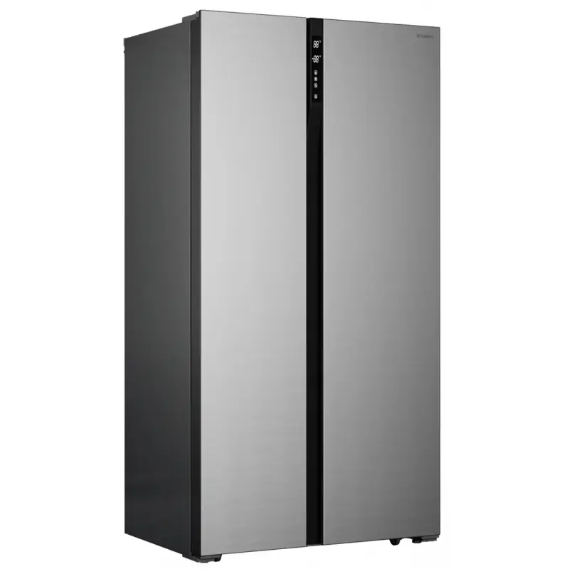 Холодильник Двухкамерный, Двухдверный Side by Side HYUNDAI , NoFrost, Объем 480 л, Класс A+, управление Сенсорное с Дисплеем, Тихий - 42 дБ, LED освещение Нерж сталь
