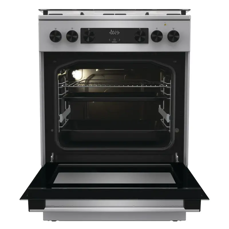 Комбинированная плита Gorenje GKS6C72XF, 60 см, класс A, духовка 71 л., очистка паром AquaClean, серая