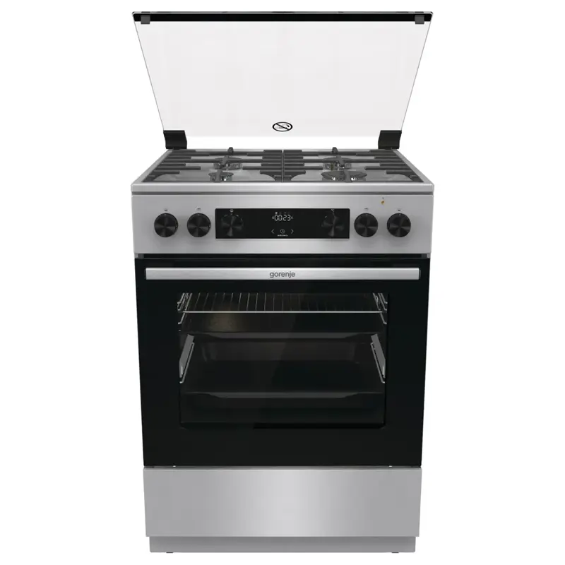 Комбинированная плита Gorenje GKS6C72XF, 60 см, класс A, духовка 71 л., очистка паром AquaClean, серая